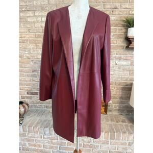 🎉 Chicos Cranberry faux leather jacket! Retail $169 Sz 12/14